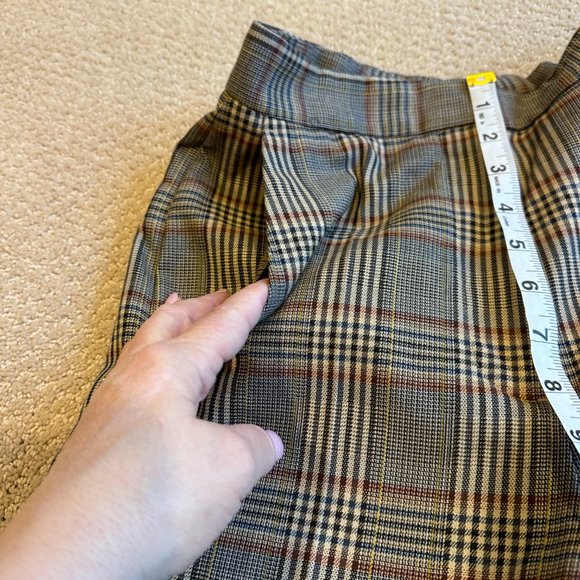 Sandro Pants Stainy Plaid Check Tapered Ankle Crop Neutral Work Modern Sz 34 XS - Picture 6 of 14